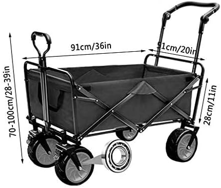 Portable Camping Cart,Outdoor Foldiutility Wagon Garden Foldable Wagon Cart, Portable Outdoor Transport Cart with Brake and Adjustihandle, Large Capacity, Load-Bea80Kg/176Lbs