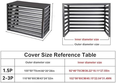 Gray Aluminum Air Conditioner Cover, Mini Split Heat Pump Protection, Outdoor AC Unit Shield, Plant Stand, Noise Reduction, Durable Weatherproof Design, Fits Most Units