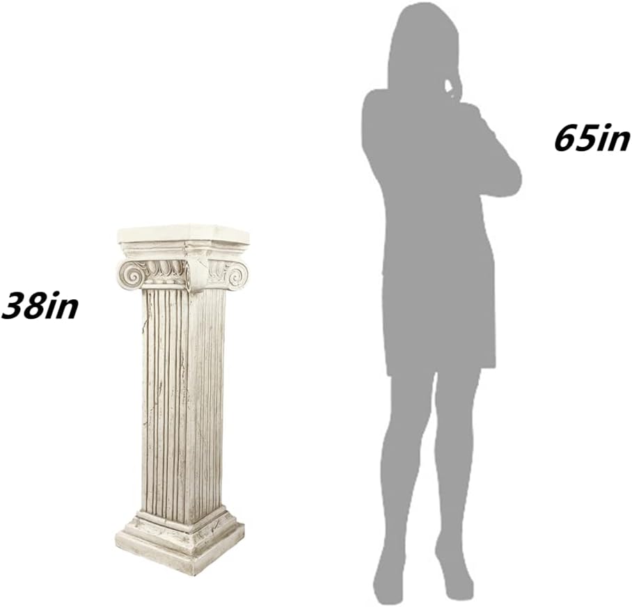 38'' Tall Roman Column with Base Roman Pillar Greek Column Magnesium Oxide Large Size Statue Sculpture Pedestal Stand Holder for Indoor Outdoor Wedding Birthday Party Decor