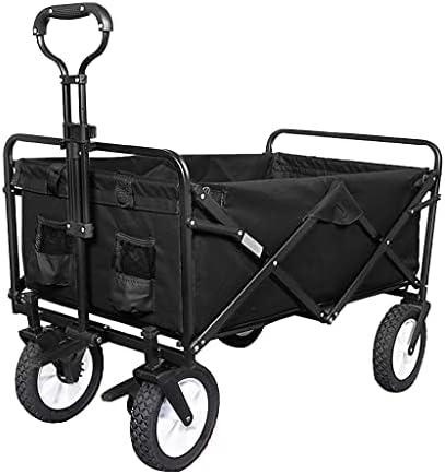 Folding Trolley Cart Outdoor Folding Utility Wagon Heavy Duty Shopping Push Wagon Creative Outdoor Collapsible Wagon Cart Garden Trolley with Seat Belt Load-Bearing 100kg / 220lbs (Style 2)