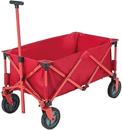 Portable Camping Cart,Foldable Outdoor Utility Wagon Cart with Adjustable Handle, Heavy Duty Garden Trolley for Beach, Sports, Shopping, 80kg Load Capacity, Removable Fabric, EAS