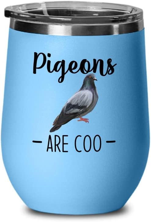 Bird Lover Blue Edition Wine Tumbler 12oz - Pgeons are coo - Hummingbi