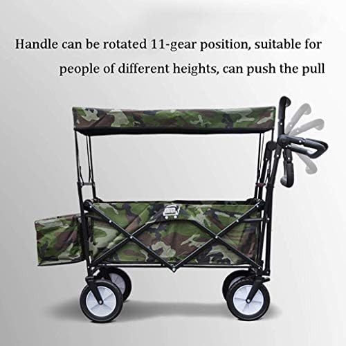 Generic Foldigarden Trolley Cart with Canopy Heavy Duty Wagon Children's Luggage Cart Portable Shoppicart for Outdoor Campipush-Pull Cart, Load: 80Kg