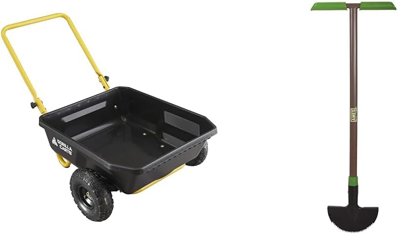 Gorilla Carts 4 cu ft Poly Yard Cart, 300 lb Capacity with AMES 39-Inc
