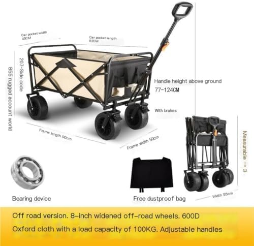 Portable Camping Cart,Outdoor Folding Beach Trolley Cart for Camping P