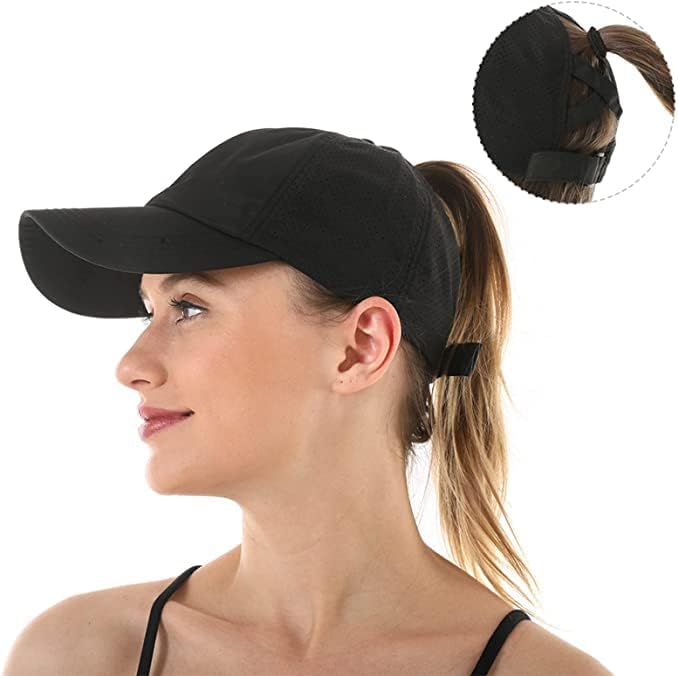 Womens Ponytail Hat Baseball Cap, Adjustable Criss Cross Baseball Cap 