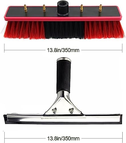 11M Telescopic Water Fed Brush with Squeegee - Extendable Window Cleaning Pole for Solar Panels & Conservatory Roofs - 35cm Cleaning Brush Head for Efficient Outdoor Cleaning