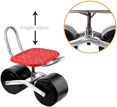 HBJWOV Garden Cart Rolling Work Seat Garden Cart Stool with Umbrella Bracket But Not Include Umbrella