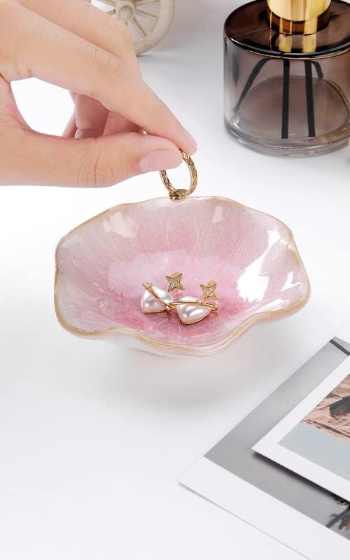 Lotus Leaf Shape Decorative Ring Tray, Small Key Bowl, Ceramic Trinket