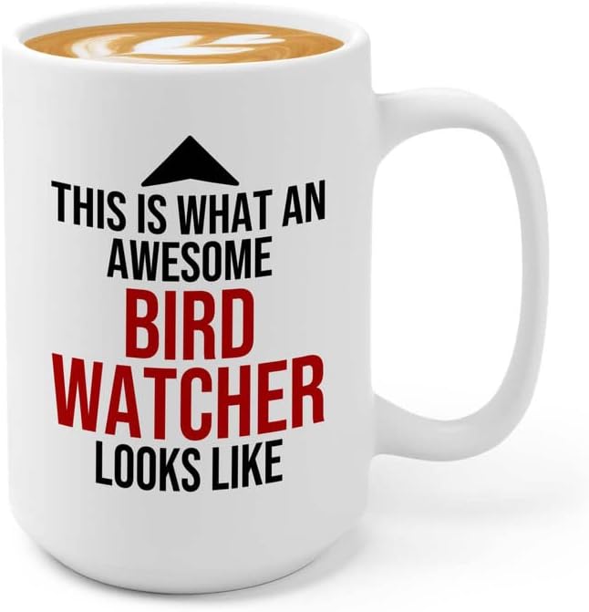 Bird Lover Coffee Mug 15oz White - Awsome bird watcher looks like - Hummingbird Nest Cage Parrot Dad Gardening Outdoor Birdwatcher Feeder