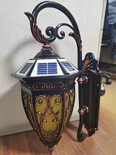 Wall Mounted Light Solar Aluminum Glass LED Wall Lantern European Retro Outdoor Waterproof Metal Outdoor Wall Lamp Nordic Vintage Villa Courtyard Garden Aisle Wall Sconce Lighting Reading Light