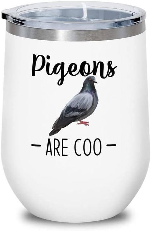 Bird Lover White Edition Wine Tumbler 12oz - Pgeons are coo - Hummingb