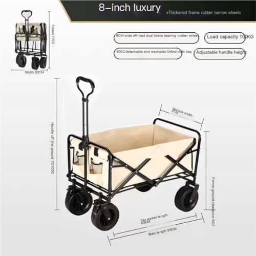 Portable Camping Cart,Outdoor Beach Trolley Cart Folding Hand Pulled T
