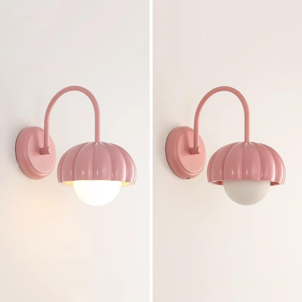 Lights Indoor Modern Pink Bedside Sconce Kids Room,Resin with Globe White PE,Bedside Reading G9 Metal Wall Sconces for Bedroom Living Room lamp