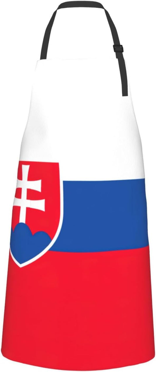 Flag of Slovakia print Waterproof apron with pocket adjustable cooking apron for adult kitchen bibs to bake