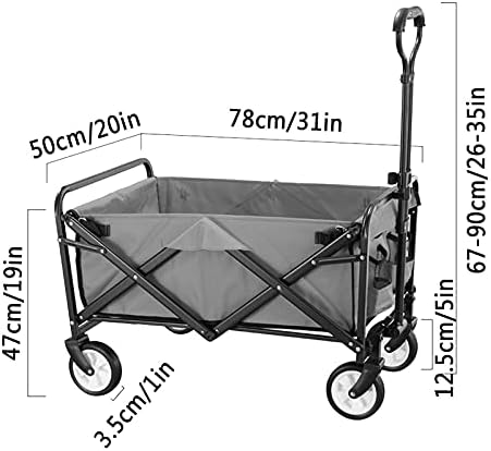 Trolleys, Outdoor Foldiutility Wagon Outdoor Garden Utility Wagon, Transport Trolley for All Terrain, Beach Trailer, Adjustable Handle, Load-Bea60Kg/132Lbs/Style 2