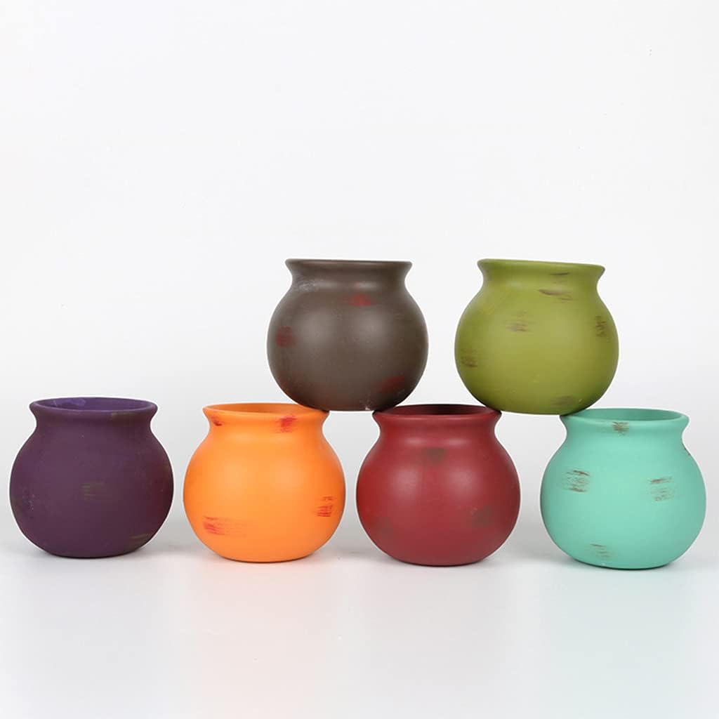 6 Pot Mixed Bright Rainbow-Color Hanging Ceramic Planter Set with Drain Hole Suitable for Succulent Flower Cactus Plant