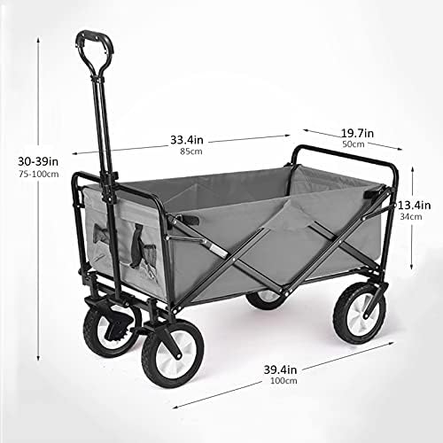 Portable Camping Cart,Foldable Wagon Beach Trolley Garden Portable Hand Cart Folding Outdoor Utility Wagon Picnic Camping Cart with Cup Holders for Camping Grocery Sp