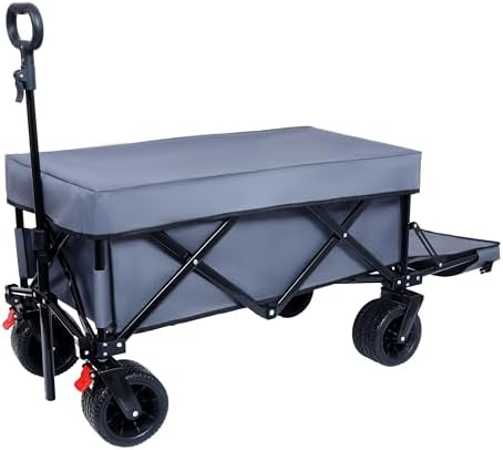 Heavy Duty Foldable Wagon with Waterproof UV Cover - Ideal for Beach, Fishing, Gardening, Picnics, Dog Walking, Shopping & Outdoor Adventures