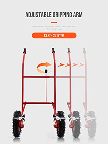 Adjustable Garden Pot Mover with Flat-Free Wheels - Heavy-Duty Potted Plant Transporter, Max 440 Lbs Capacity, Includes Assembly Tool for Effortless Gardening