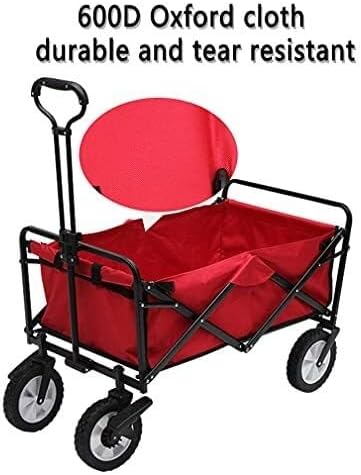 Portable Camping Cart,Utility Wagon, Outdoor Foldicart Heavy Duty with All Terrain Wheels, Garden Cart with Safety Buckle and Side Bag, Suit for Sports, Camping, Picnic