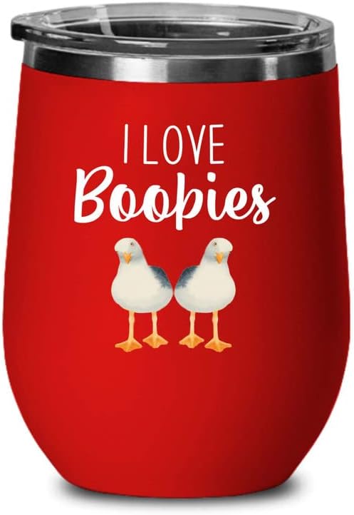 Bird Lover Red Edition Wine Tumbler 12oz - Love Boobies - Hummingbird 