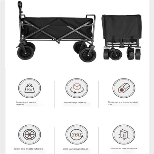Portable Camping Cart,Beach Trolley Cart Portable Outdoor Camping Table Foldable Hand Cart Small Trailer for Picnics Campers and Outdoor Activities Beige Color
