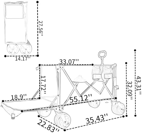 Heavy-Duty Foldable Wagon with Extended Tailgate | 480LBS Capacity, Al