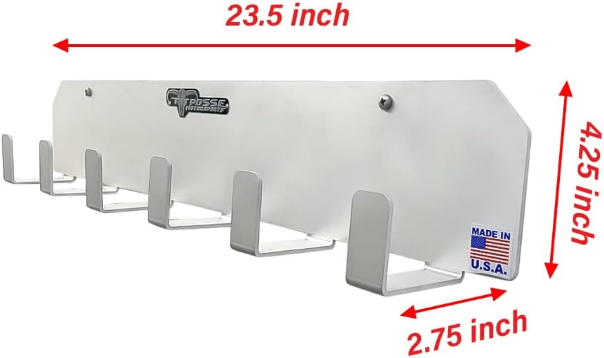 Pit Posse PP3347 Trailer Garage Tool Storage Rack Wall Hanger Holder Organizer - Made in USA - Universal Multi Purpose - 6 Heavy Duty Hooks - Power Tools, Brooms, Tie Downs, Cords, Drills, & More
