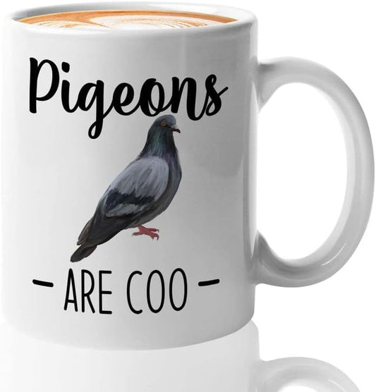 Bird Lover Coffee Mug 11oz White - Pgeons are coo - Hummingbird Nest Cage Parrot Dad Gardening Outdoor Birdwatcher Feeder