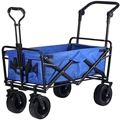 Portable Camping Cart,Outdoor Foldiutility Wagon Foldable Handcart, Garden Utility Truck with Adjustable Handle, Outdoor Pull Wagon, for Beach Fishipicnic, Load-Bea100Kg/220Lbs