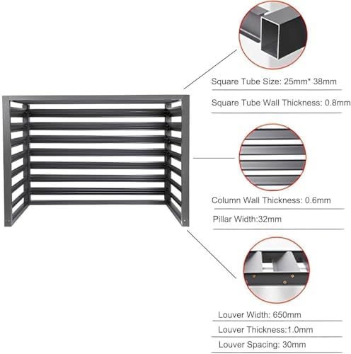 Aluminum Mini-Split AC Condenser Cover with Fencing & Built-in Plant Stand - Outdoor Air Conditioner Unit Protection (Size: 110x60x80cm / 43x24x32in, Color: White)
