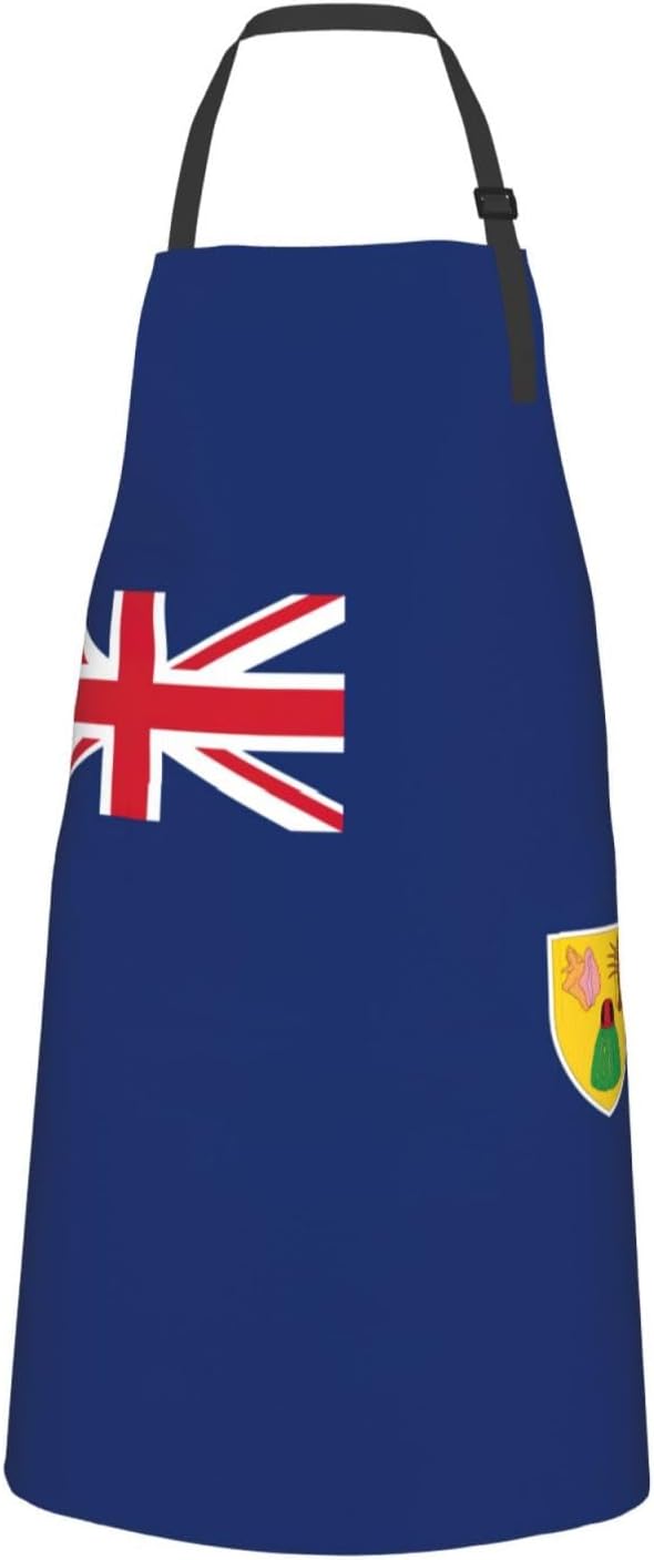 Flag of the Turks and Caicos Islands print Waterproof chef's apron with pocket apron for kitchen cooking baking barbecue and gardening