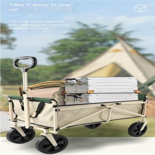 Portable Camping Cart,Foldable Beach Trolley Cart for Camper Outdoor Stroller Travel Equipment Supplies for Picnic Outdoor Carts for Camping Black Color