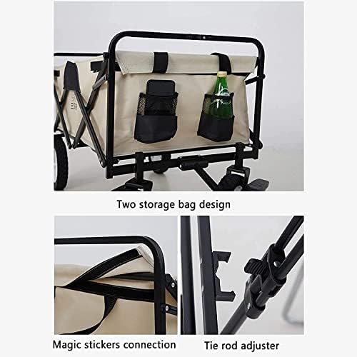 Portable Camping Cart,Portable Camping Trailer Beach Trolley Outdoor Folding Trolley Adjustable Handle Shopping Cart with Double Brakes 80kg/176lbs