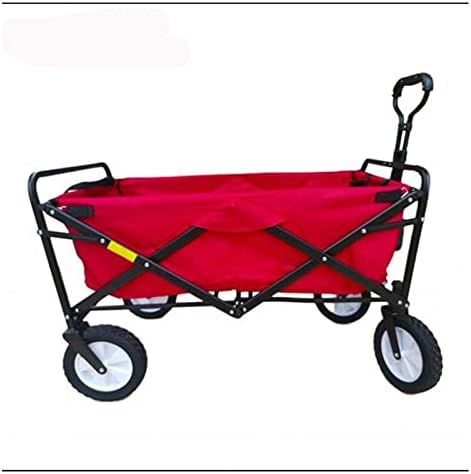 Folding Garden Cart Wagon, 4-Wheel Heavy Duty Folding Hand Truck, Red,