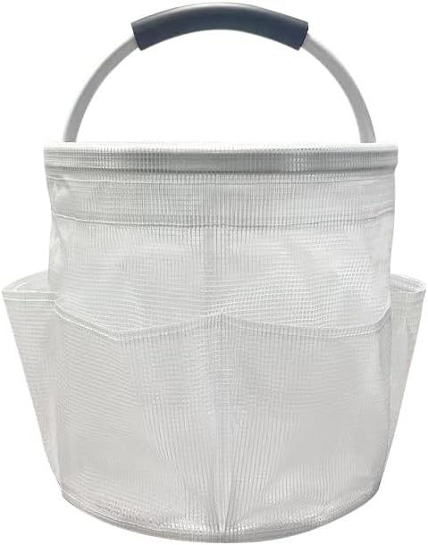 17L Foldable Storage Caddy Basket with Aluminum Handle, 6 Side Pockets, EVA Foam Grip, Multi-Purpose Organizer for Cleaning, Garden, Car, PVC Material