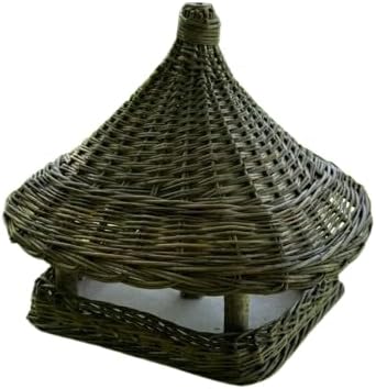 Handmade Wicker Bird Feeder – Rustic Willow Garden Feeder with Roof – 