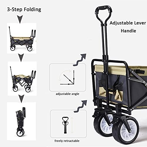 Portable Camping Cart,Foldable Wagon Beach Trolley Garden Portable Hand Cart Folding Outdoor Utility Wagon Picnic Camping Cart with Cup Holders for Camping Grocery Sp