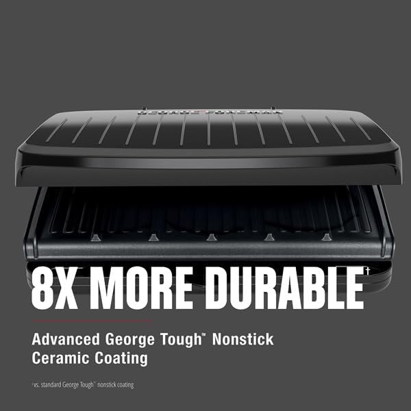 George Foreman Family-Size Grill & Panini Press, Nonstick Ceramic Coat