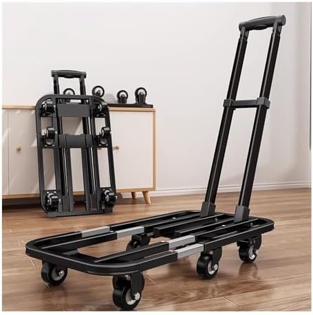 Heavy-Duty Foldable Flatbed Cart with Wheels - Portable Utility Trolley for Home & Lawn Transport, Versatile Folding Trailer in Cactus Gray, Ideal for Gardening & Outdoor Use