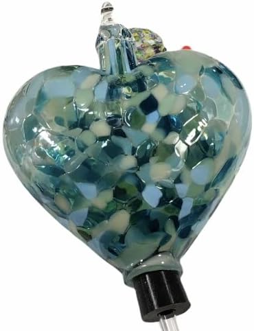 Glass Eye Studio Hummingbird Feeder Heart Shaped - Green Seaglass