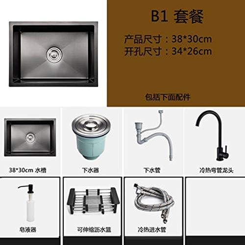 Black Sink Or Above Counter Kitchen Sink Vegetable Washing Basin Stainless Steel Single Bowl Sinks Black Sink (B3) (B1)