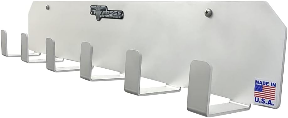 Pit Posse PP3347 Trailer Garage Tool Storage Rack Wall Hanger Holder Organizer - Made in USA - Universal Multi Purpose - 6 Heavy Duty Hooks - Power Tools, Brooms, Tie Downs, Cords, Drills, & More