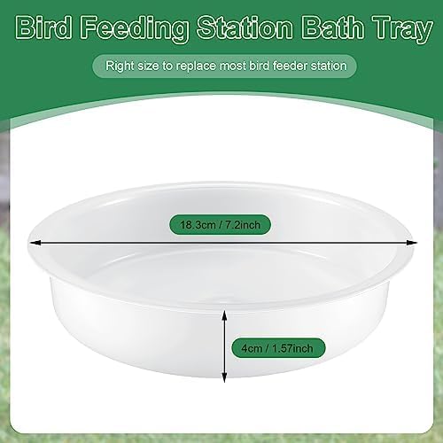 Geetery 6 Pcs Plastic Bird Feeders Water Bowls Round Birdbath Water Dish Feeding Station Bath Tray Wild Bird Seed Feeder, Tray Only