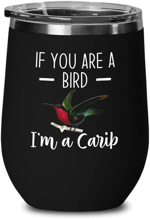 Bird Lover Black Edition Wine Tumbler 12oz - Bird and Carib - Hummingb