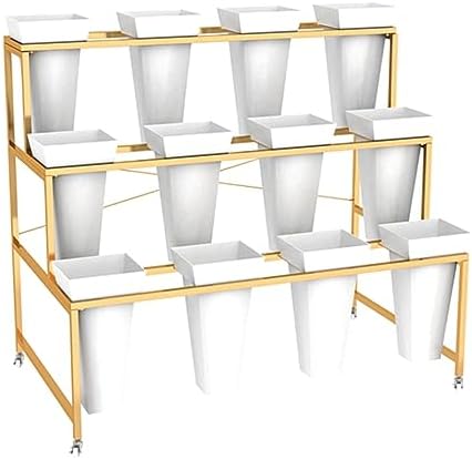 Stylish Metal Flower Cart on Wheels - Versatile Indoor/Outdoor Plant Stand & Bouquet Rack for Fresh Flower Shops, Gardens, Home Decor & Art Exhibitions - Perfect for Flower Displays