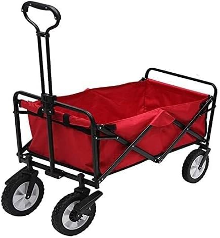 Portable Camping Cart,Utility Wagon, Outdoor Foldicart Heavy Duty with All Terrain Wheels, Garden Cart with Safety Buckle and Side Bag, Suit for Sports, Camping, Picnic