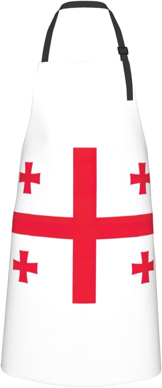 Flag of Georgia print Waterproof chef's apron with pocket apron for kitchen cooking baking barbecue and gardening