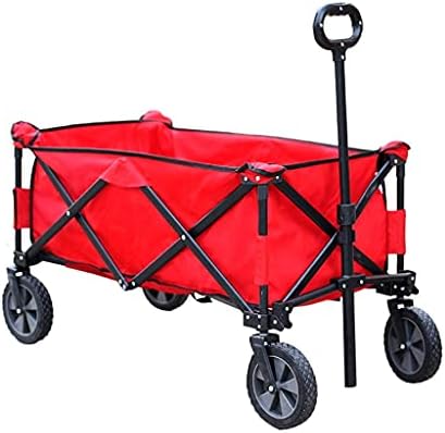 Folding Wagon Garden Carts Outdoor Carts Wagons Beach Cart Folding Wagon Four-Wheeled Camper Wagon Collapsible All Terrain Wagon Wagons (Red 105 * 43 * 85cm)